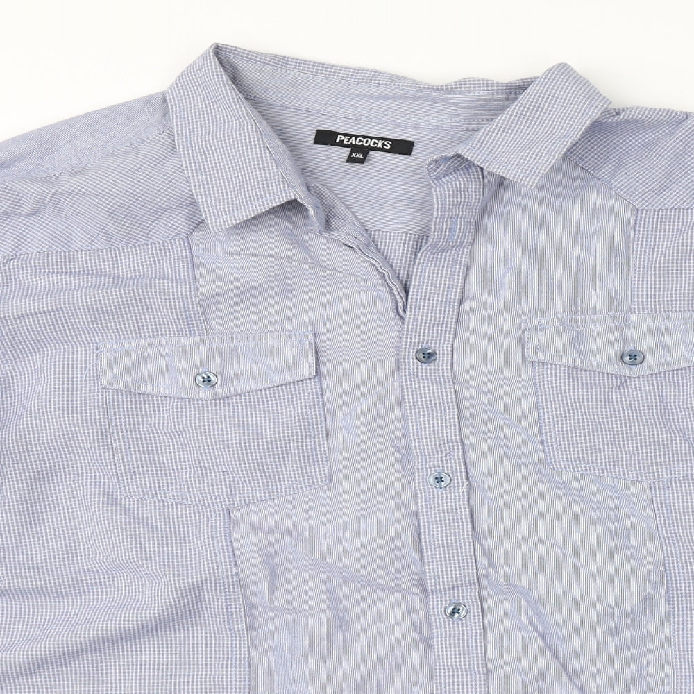Mens UK Size 2XL Peacocks Blue  Button-Up Long Sleeve Casual Shirt