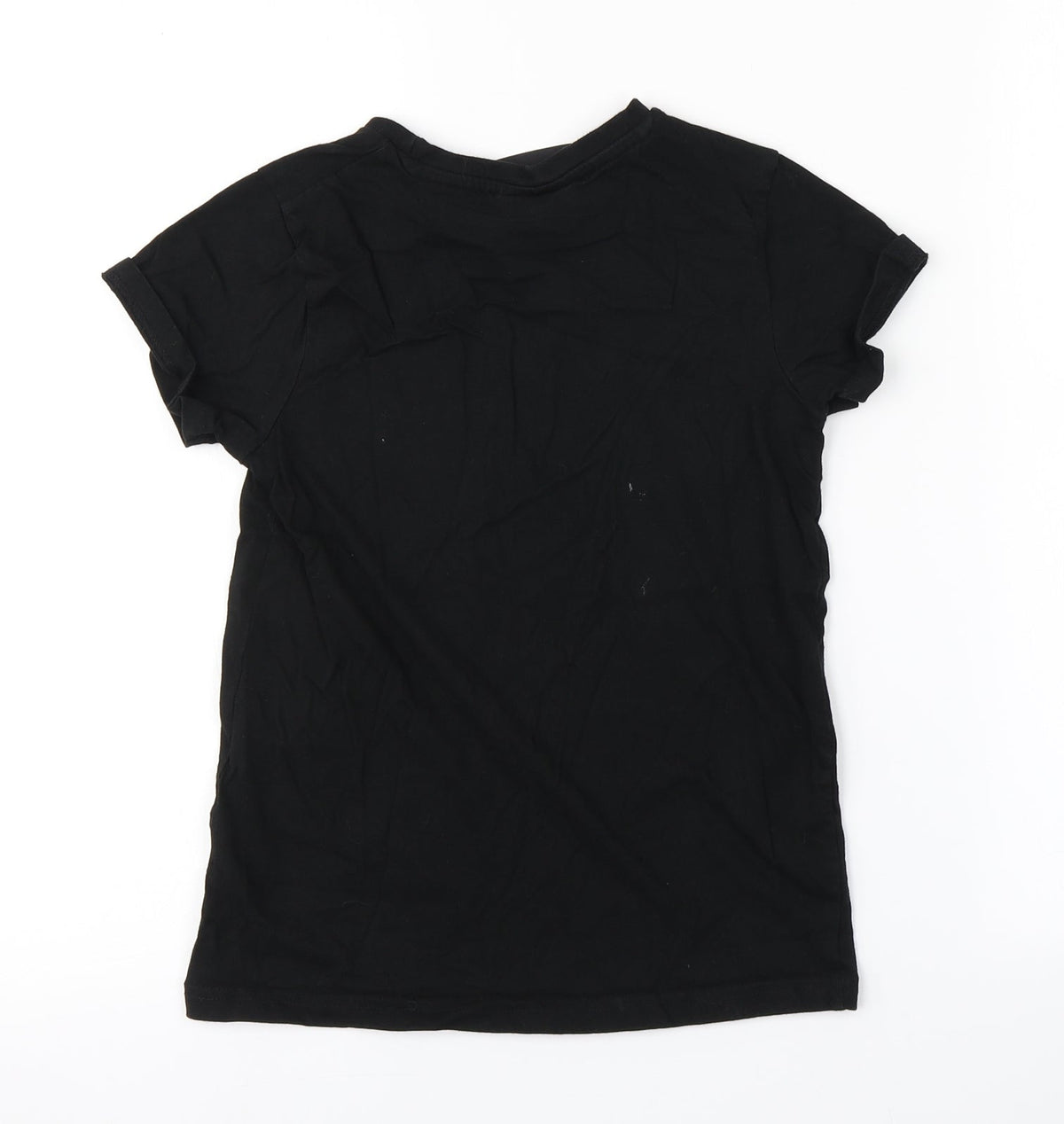Back view of Preworn boys’ black basic t-shirt, size M, - fortnite
