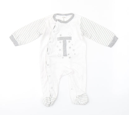 Preworn Baby White Striped  Babygrow One-Piece Size 3-6 Months