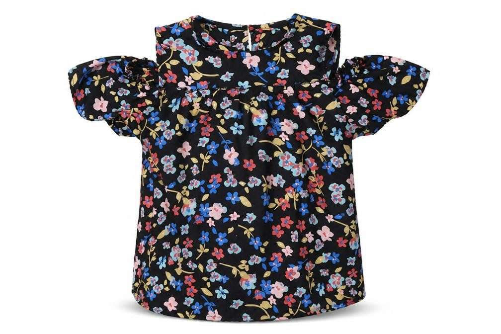 Front view of Preworn girls’ black fair isle basic blouse, size 10-11, years