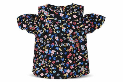 Front view of Preworn girls’ black fair isle basic blouse, size 10-11, years