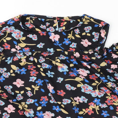Preworn Girls Black Fair Isle  Basic Blouse Size 10-11 Years