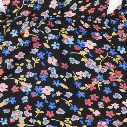 Preworn Girls Black Fair Isle  Basic Blouse Size 10-11 Years