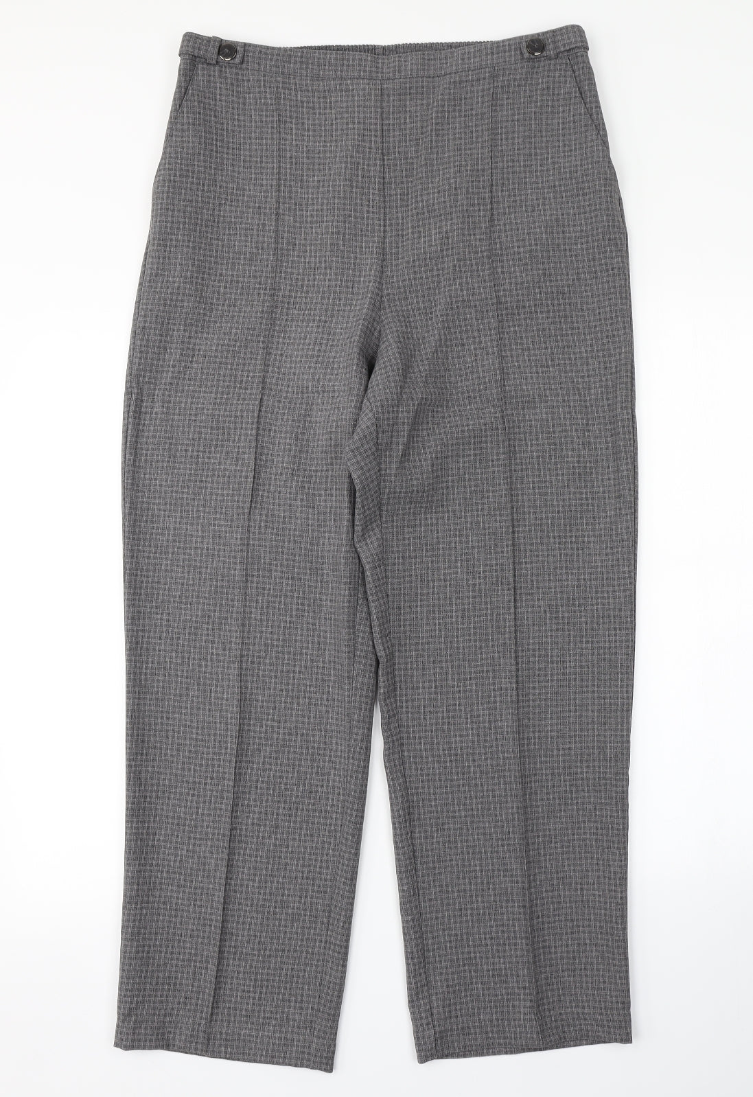 BM Womens Grey Check  Trousers  Size 14 L27 in