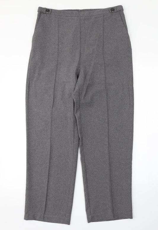 BM Womens Grey Check  Trousers  Size 14 L27 in