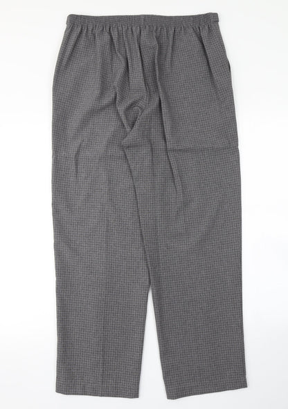 BM Womens Grey Check  Trousers  Size 14 L27 in