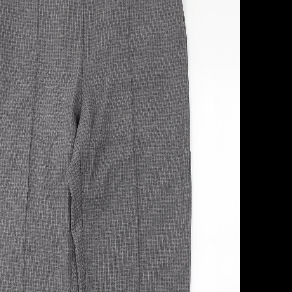BM Womens Grey Check  Trousers  Size 14 L27 in
