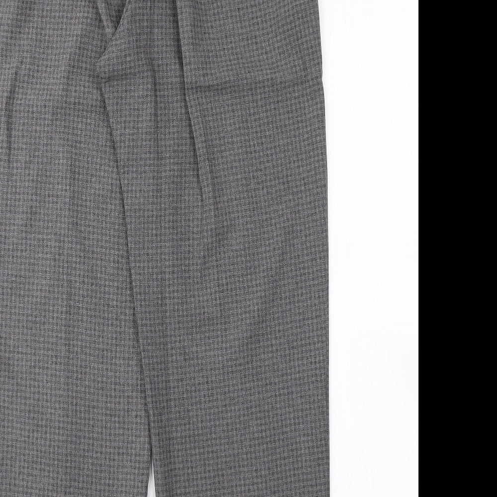 BM Womens Grey Check  Trousers  Size 14 L27 in