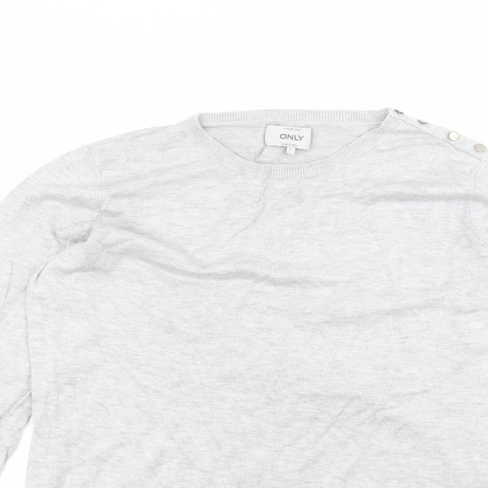 Womens UK Size L Only Grey Basic T-Shirt