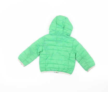 Preworn Boys Green   Puffer Jacket Coat Size 9 Years