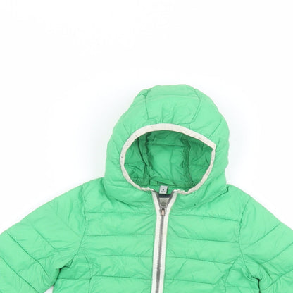 Preworn Boys Green   Puffer Jacket Coat Size 9 Years
