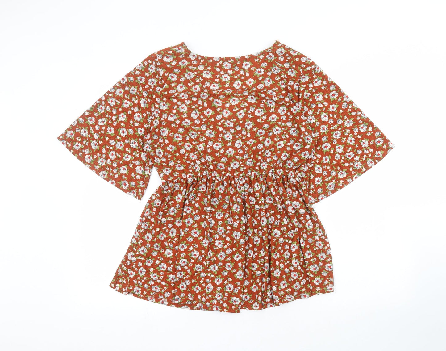 TEMT Womens Orange Floral  A-Line  Size M