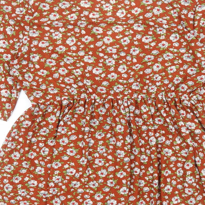 TEMT Womens Orange Floral  A-Line  Size M