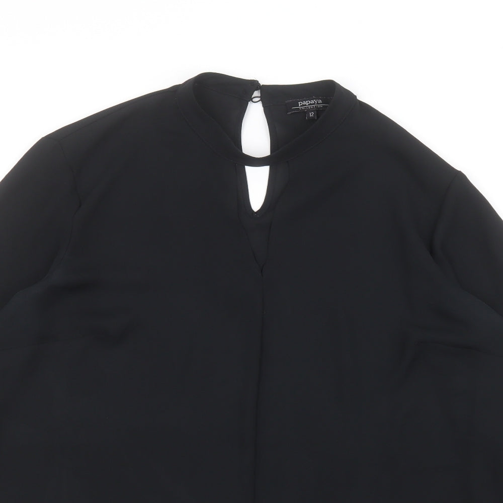 Papaya Womens Black   Basic Blouse Size 12