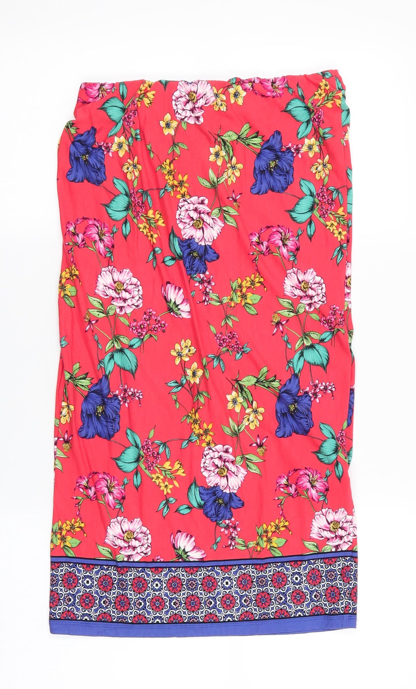 Dorothy Perkins Womens Red Floral  Straight & Pencil Skirt Size 8  - Calf Length