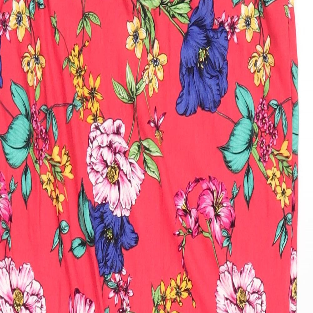 Dorothy Perkins Womens Red Floral  Straight & Pencil Skirt Size 8  - Calf Length