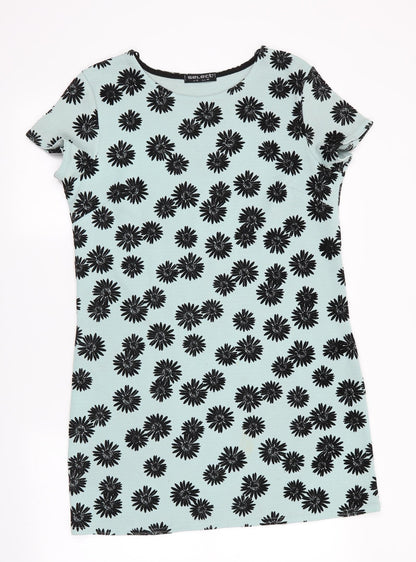 Select Womens Green Floral  A-Line  Size 12  - Black Flower Print
