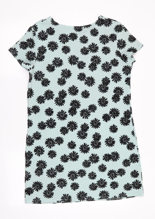 Select Womens Green Floral  A-Line  Size 12  - Black Flower Print