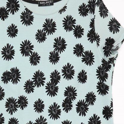 Select Womens Green Floral  A-Line  Size 12  - Black Flower Print