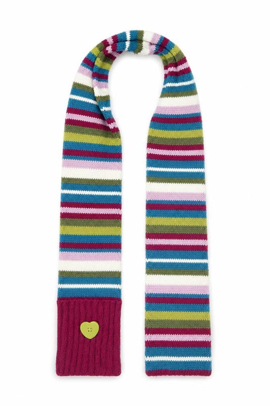 Front view of Adams girls’ blue striped knit scarf scarves & wraps one size