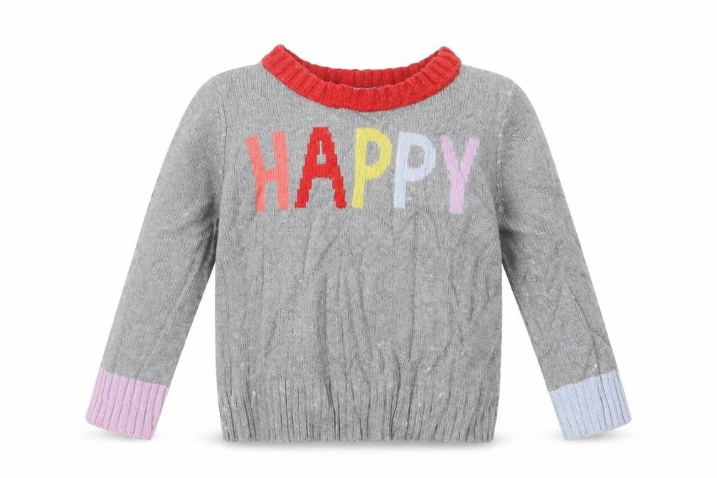Front view of Gap girls’ grey knit jumper, size 18-24, months