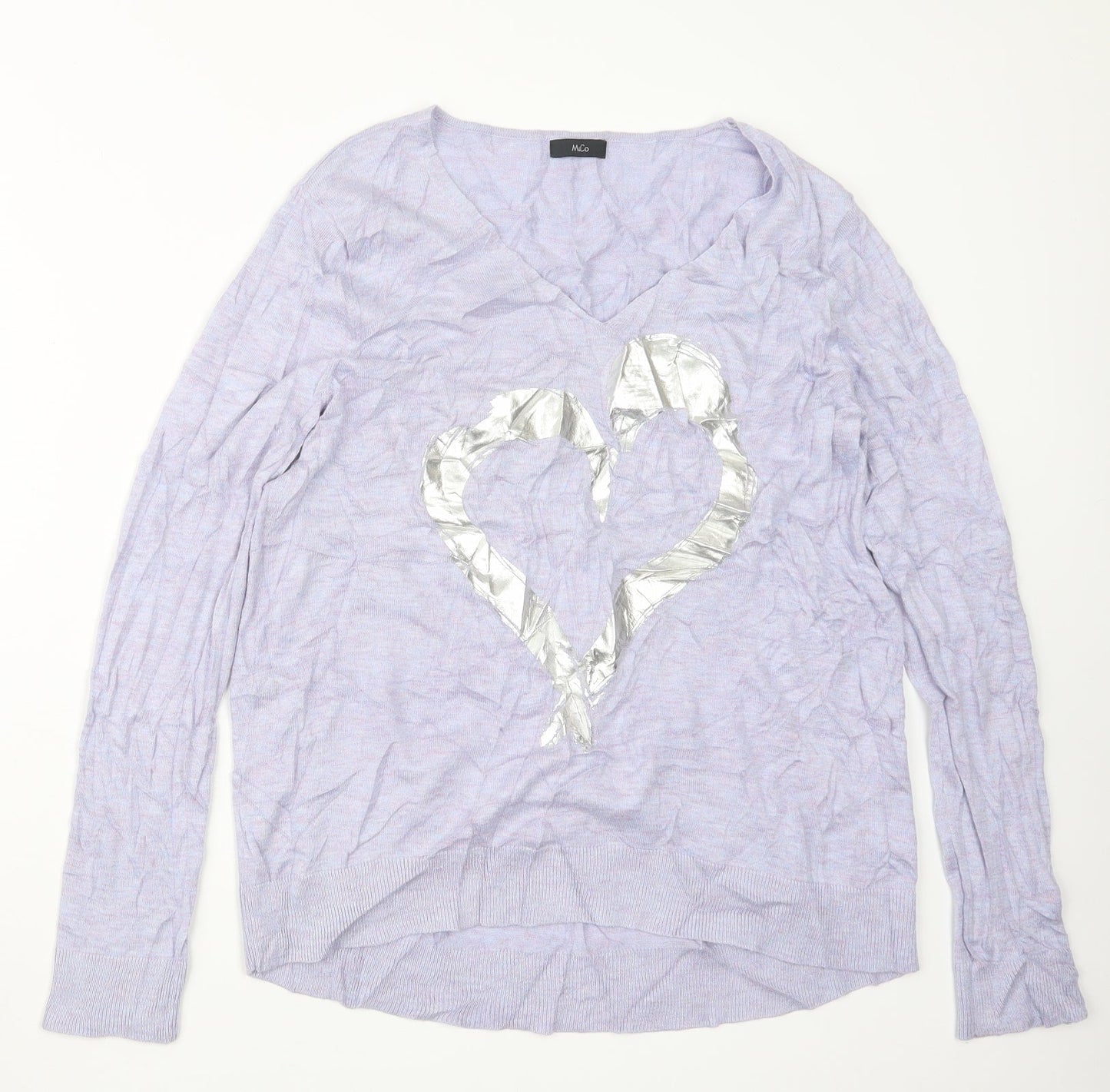 Womens UK Size 14 M&Co Purple Pullover Jumper