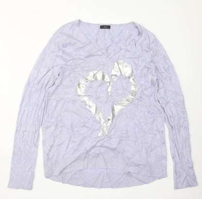 Womens UK Size 14 M&Co Purple Pullover Jumper