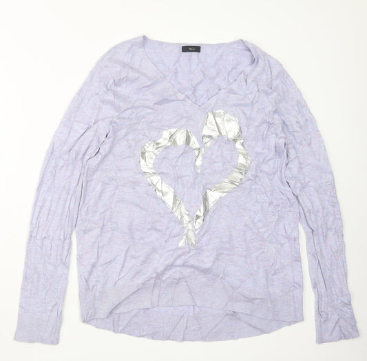 Womens UK Size 14 M&Co Purple Pullover Jumper