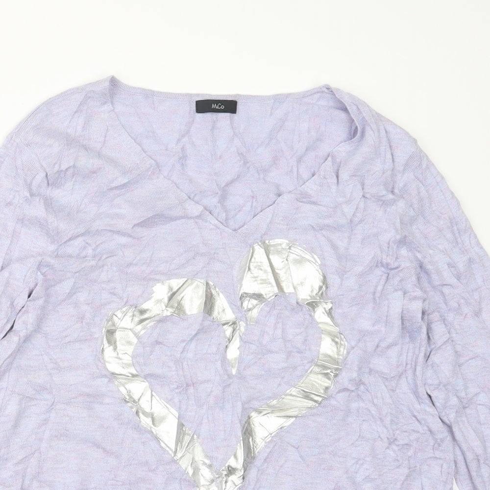 Womens UK Size 14 M&Co Purple Pullover Jumper