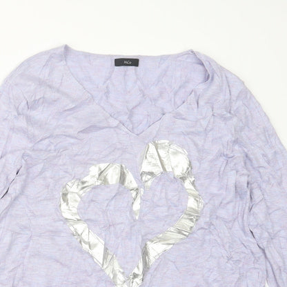 Womens UK Size 14 M&Co Purple Pullover Jumper