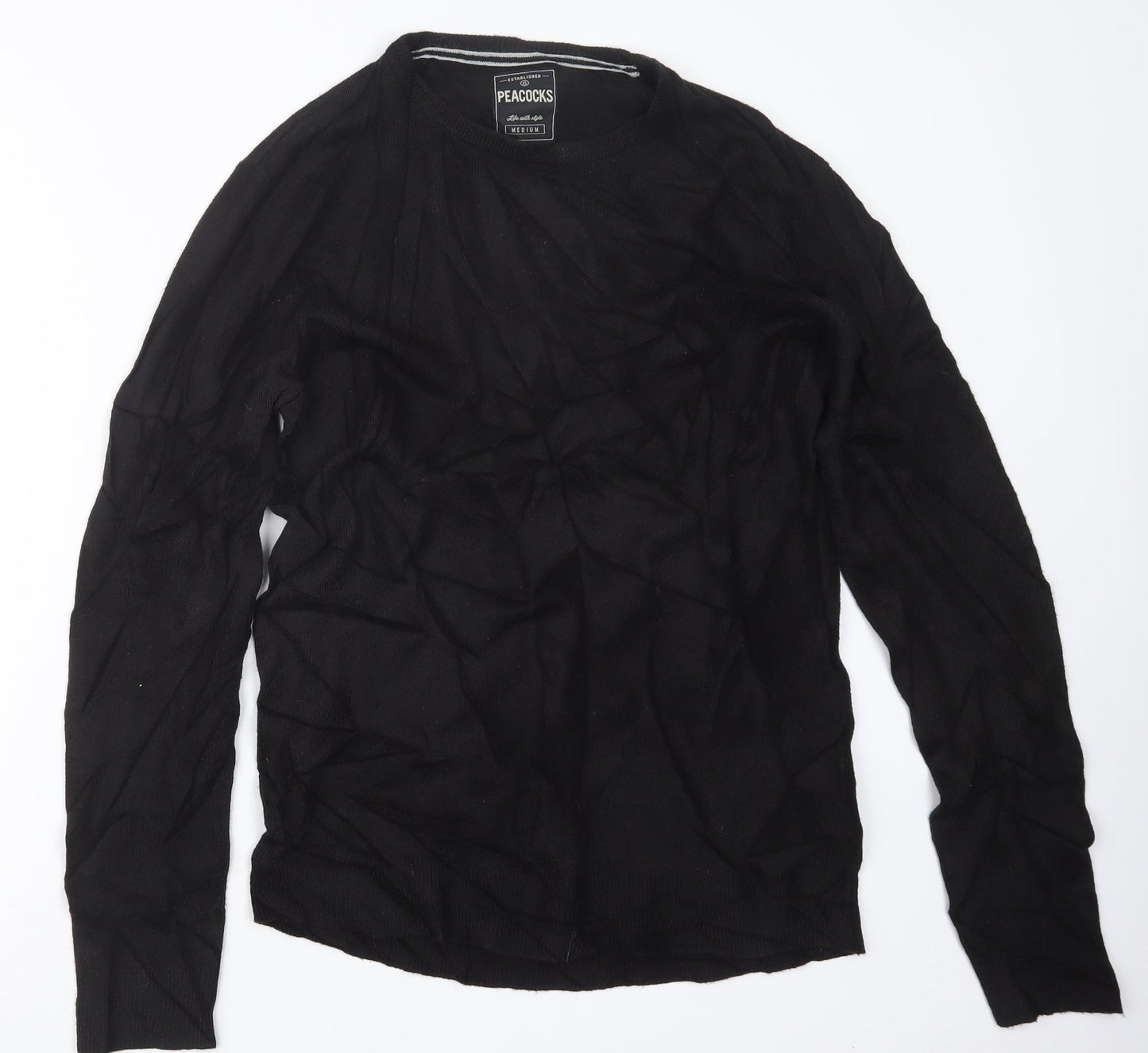 Peacocks Mens Black  Knit Pullover Jumper Size M