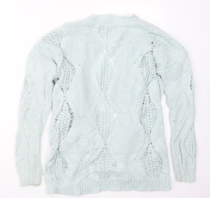 Womens UK Size 8 Warehouse Blue Cardigan Jumper