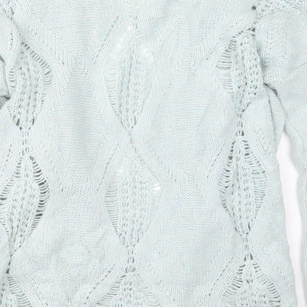 Womens UK Size 8 Warehouse Blue Cardigan Jumper