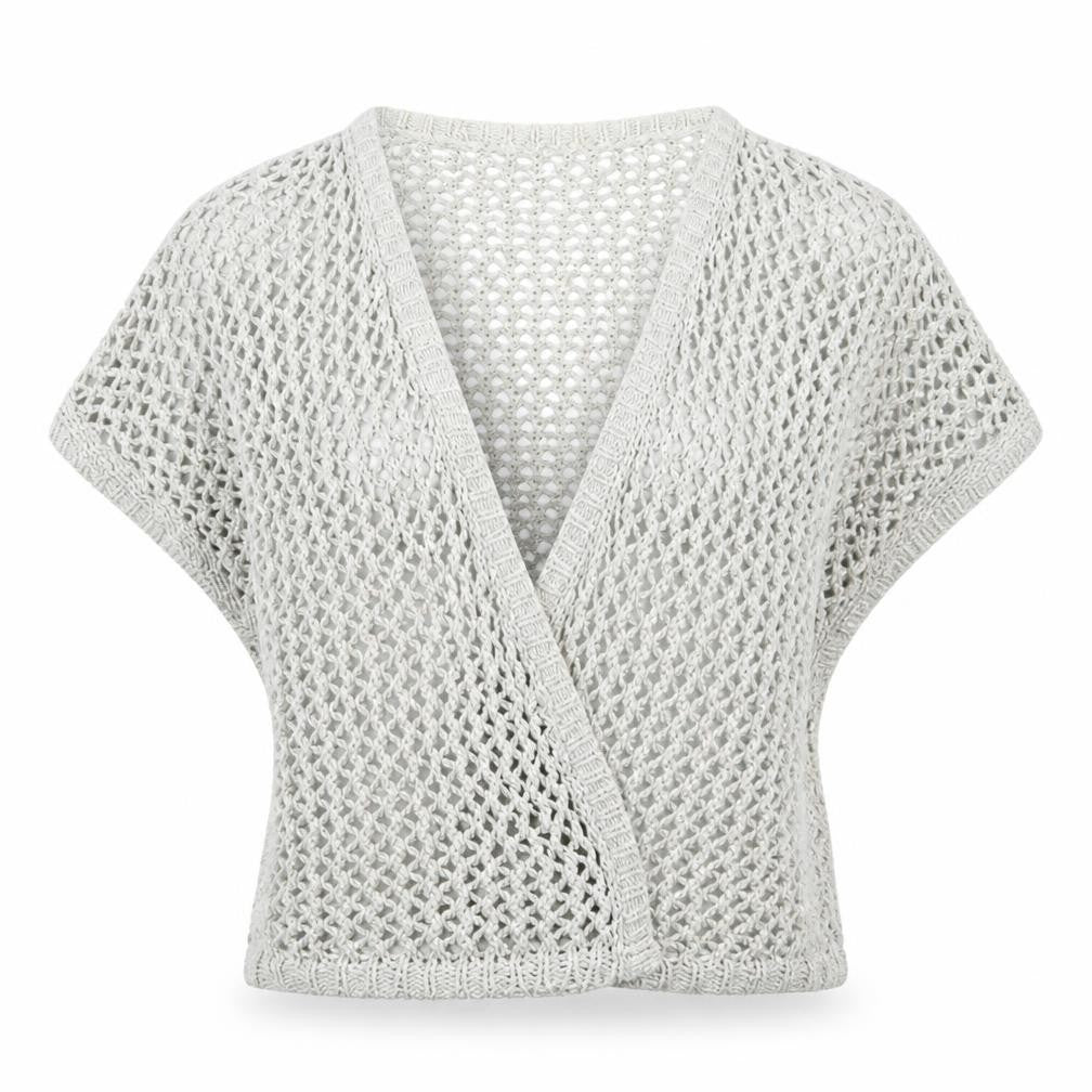 Front view of Marks & Spencer women’s blue knit cardigan jumper, size UK 12