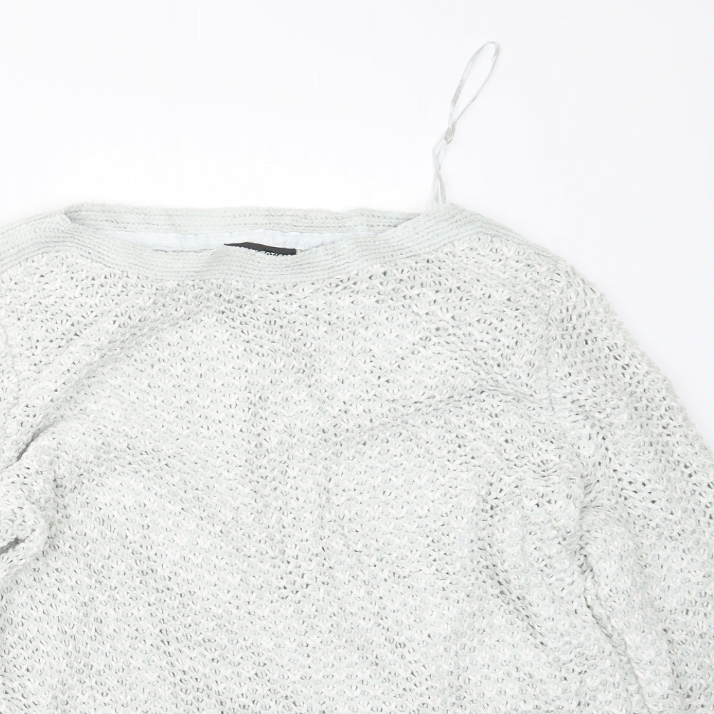 Close-up detail of Debenhams women’s grey knit jumper, size UK 14