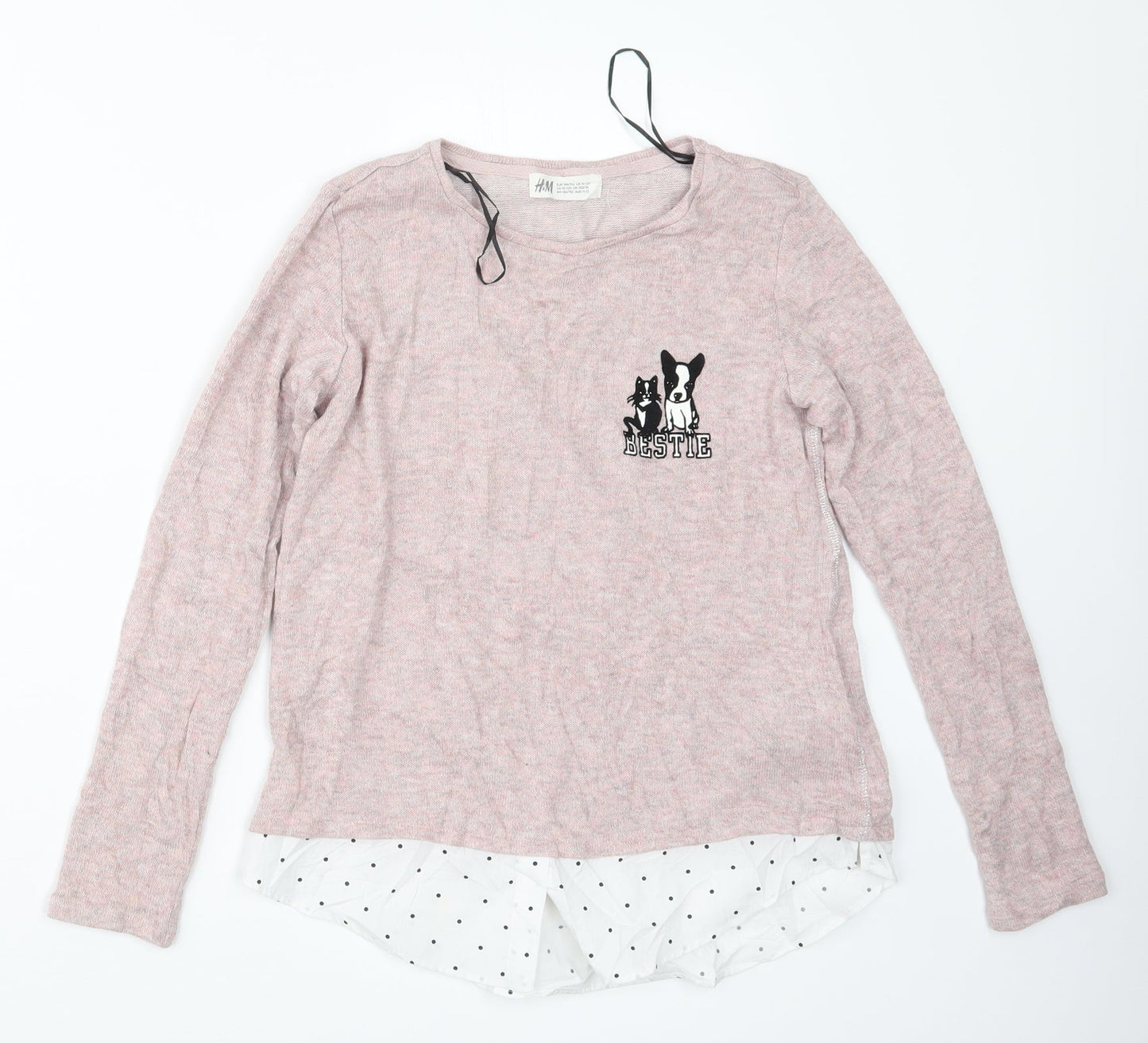 H&M Girls Pink  Knit Pullover Jumper Size 11-12 Years