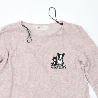 H&M Girls Pink  Knit Pullover Jumper Size 11-12 Years