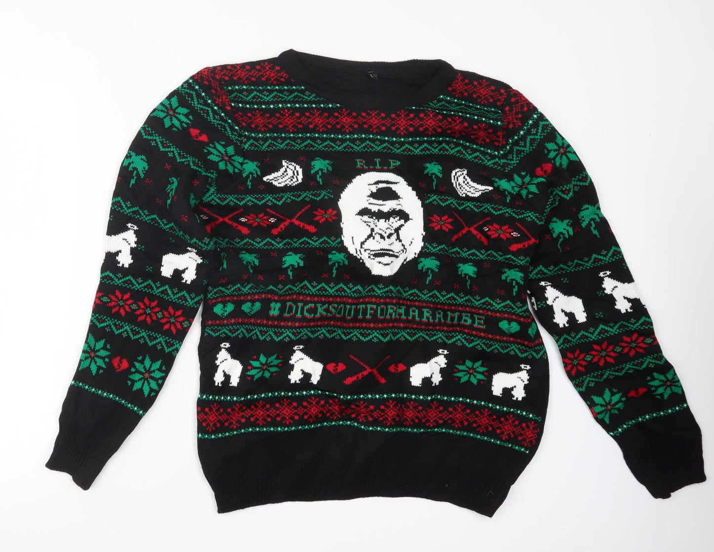 Preworn Mens Black Geometric Knit Pullover Jumper Size L