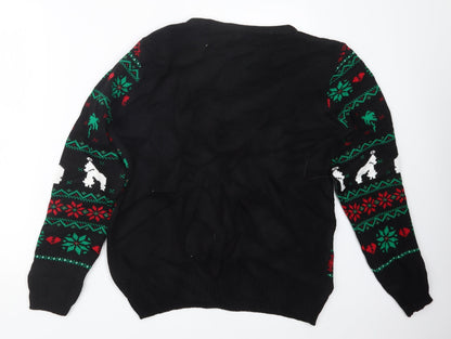 Preworn Mens Black Geometric Knit Pullover Jumper Size L