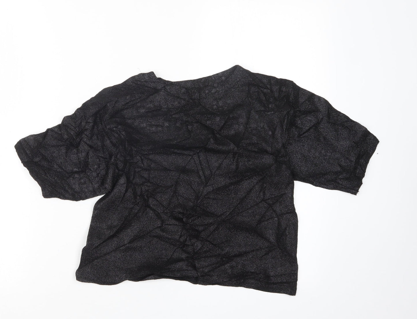 Womens UK Size XS Light Before Dark Black Cropped T-Shirt