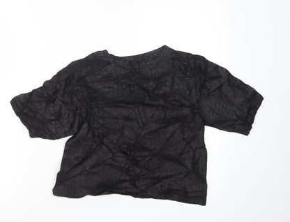 Womens UK Size XS Light Before Dark Black Cropped T-Shirt