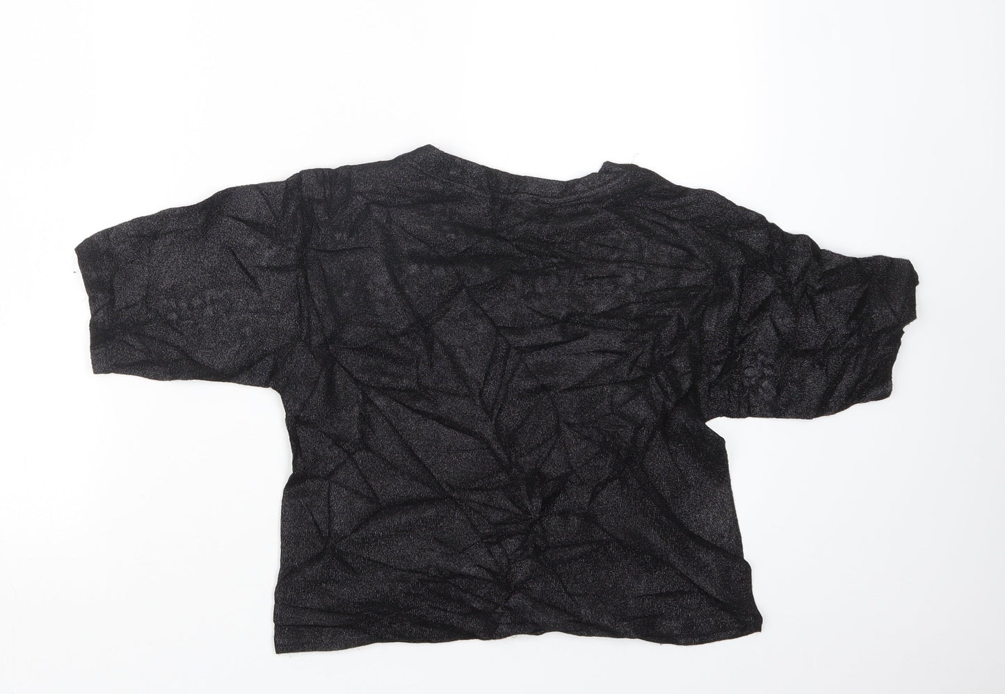 Womens UK Size XS Light Before Dark Black Cropped T-Shirt