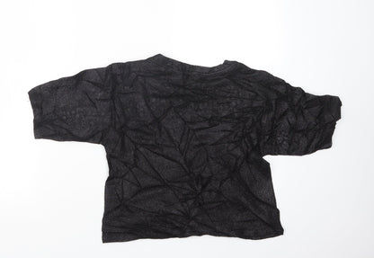 Womens UK Size XS Light Before Dark Black Cropped T-Shirt