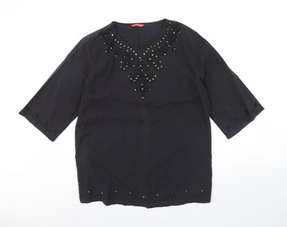 Front view of Kim spin women’s grey basic blouse, size XL