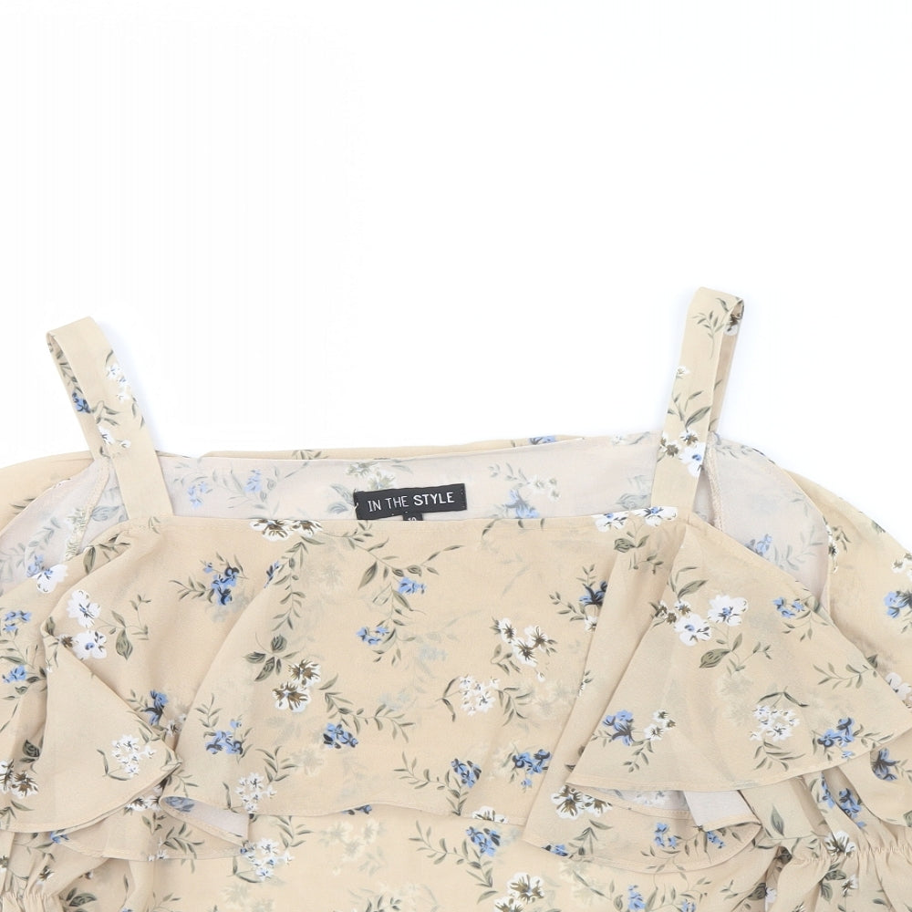 Womens UK Size 10 In the Style Beige Basic Blouse