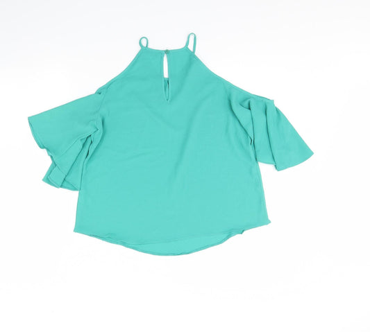 Papaya Womens Green   Cropped Blouse Size 10