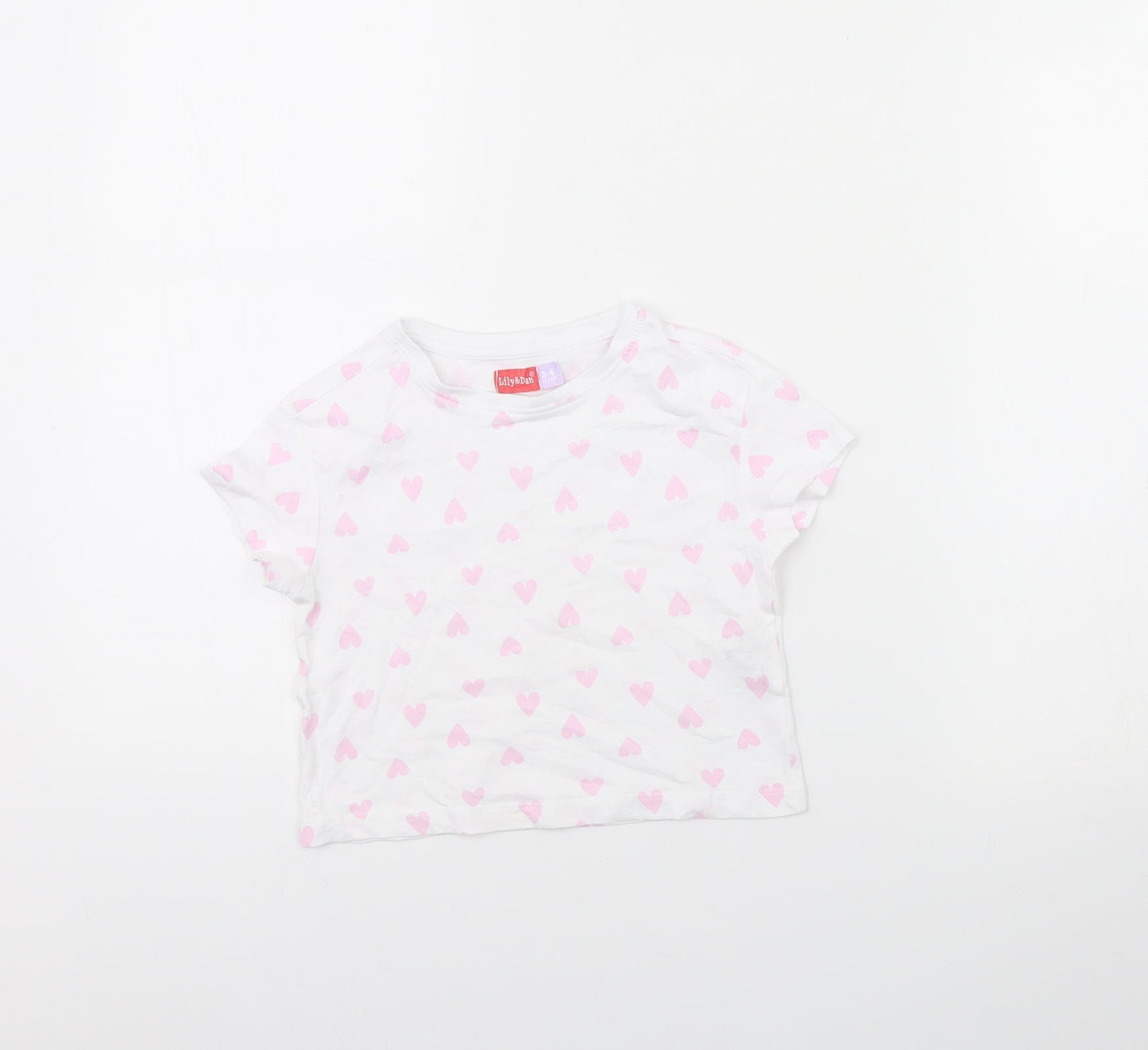 Lily& Dan Girls White Polka Dot  Cropped T-Shirt Size 3 Years