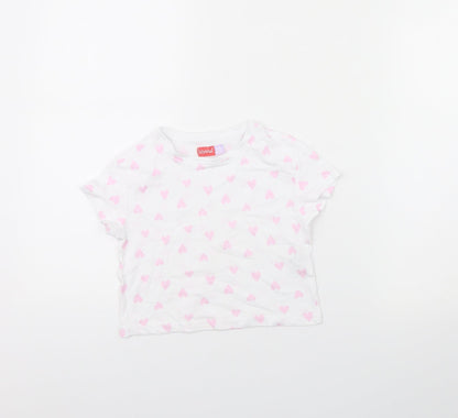 Lily& Dan Girls White Polka Dot  Cropped T-Shirt Size 3 Years