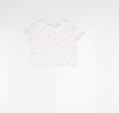 Lily& Dan Girls White Polka Dot  Cropped T-Shirt Size 3 Years