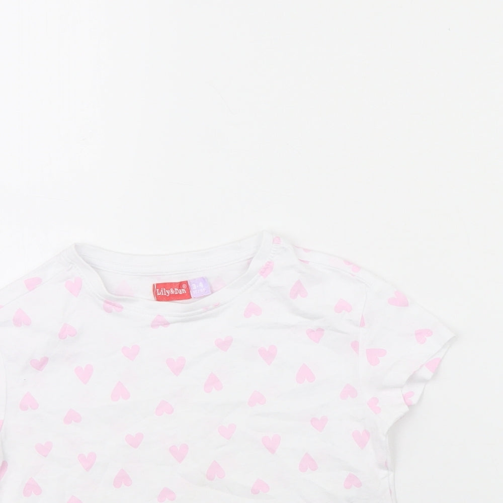 Lily& Dan Girls White Polka Dot  Cropped T-Shirt Size 3 Years